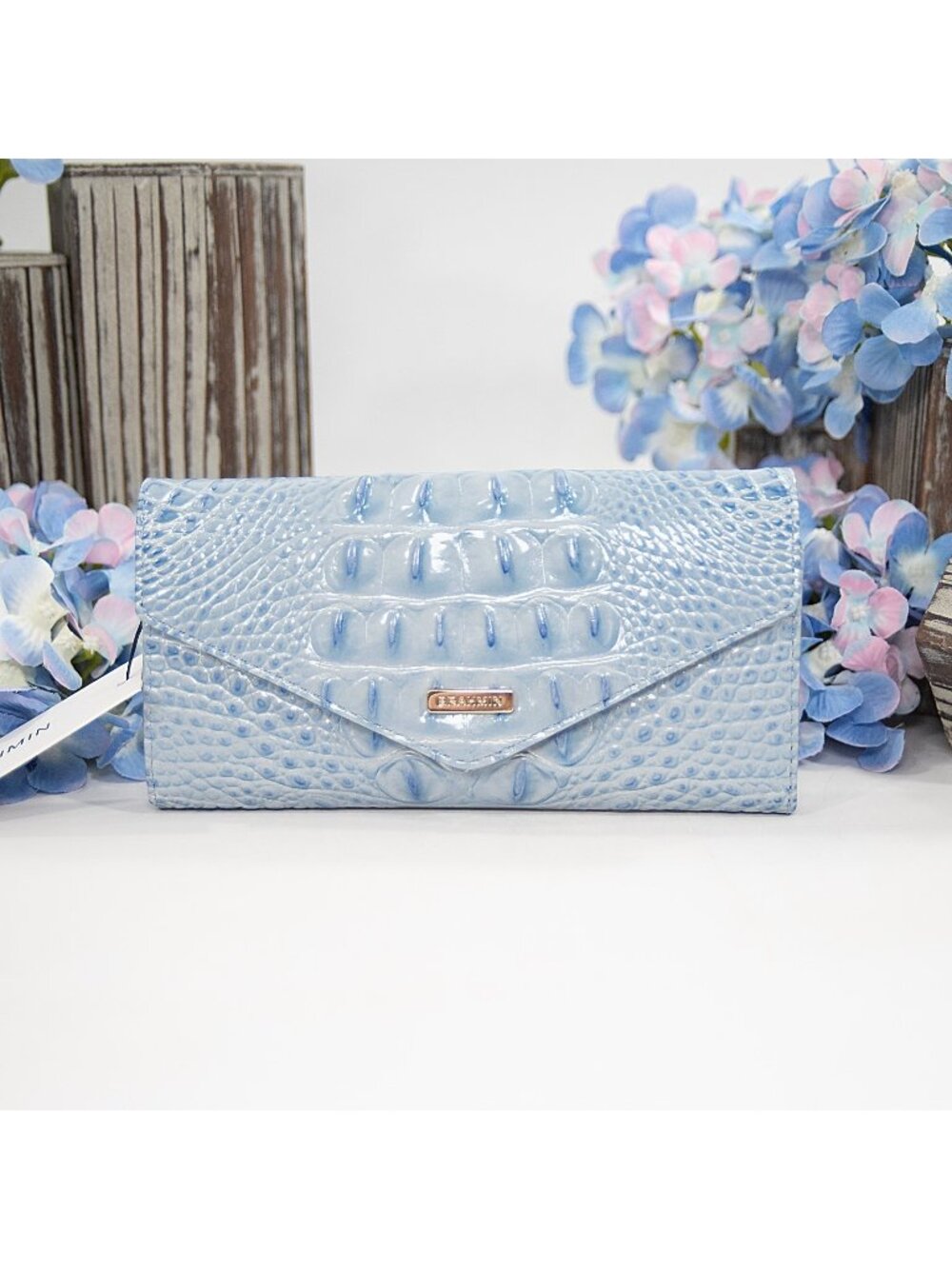 Brahmin Heavenly Blue Melbourne Leather Veronica Trifold Wallet NWT
